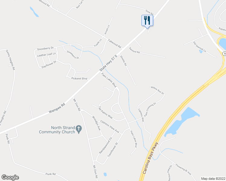 map of restaurants, bars, coffee shops, grocery stores, and more near 219 Tall Palms Way in Little River