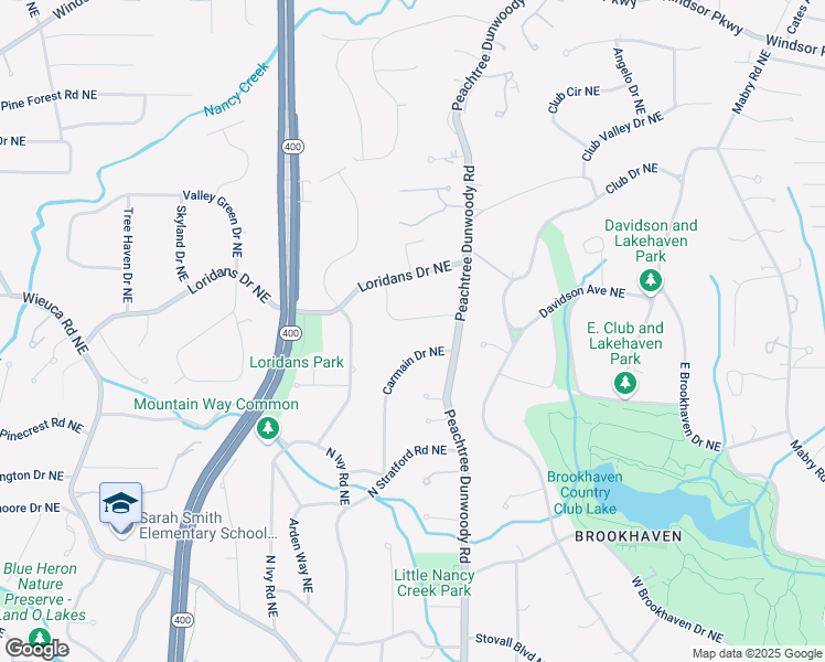 map of restaurants, bars, coffee shops, grocery stores, and more near 825 Loridan Circle Northeast in Atlanta