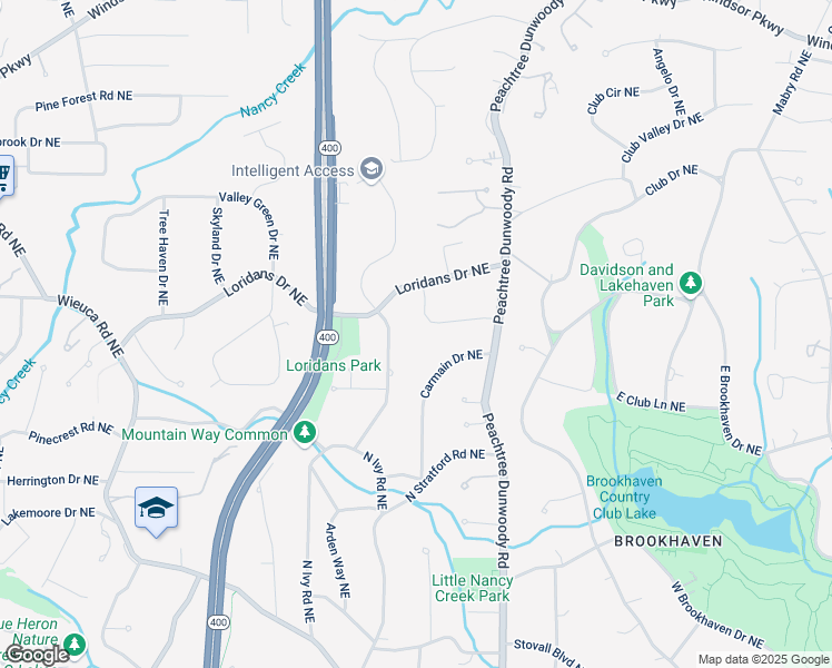map of restaurants, bars, coffee shops, grocery stores, and more near 805 Loridan Circle Northeast in Atlanta