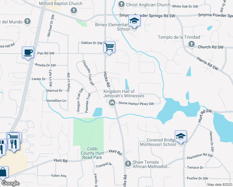 map of restaurants, bars, coffee shops, grocery stores, and more near 816 Stone Harbor Parkway Southwest in Marietta