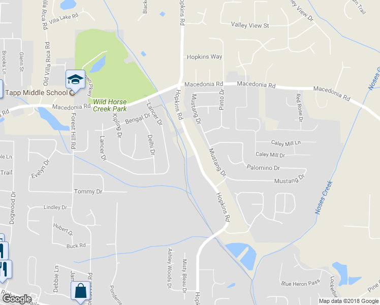 map of restaurants, bars, coffee shops, grocery stores, and more near 3151 Wild Horse Trail in Powder Springs