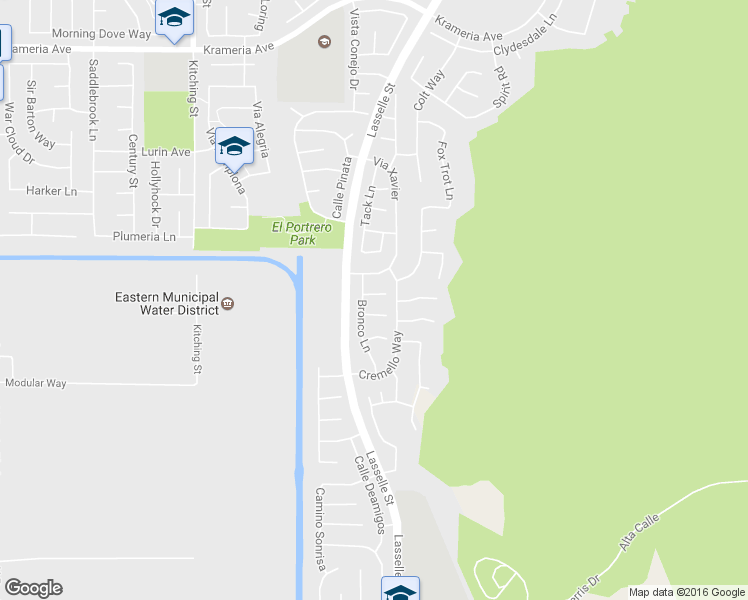 map of restaurants, bars, coffee shops, grocery stores, and more near 26045 Yearling Court in Moreno Valley