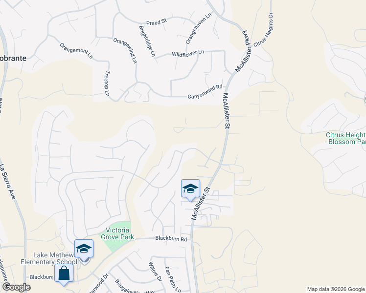 map of restaurants, bars, coffee shops, grocery stores, and more near 17096 Grove Drive in Riverside