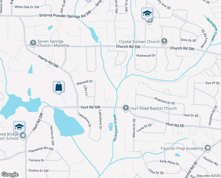 map of restaurants, bars, coffee shops, grocery stores, and more near 3400 Mallard Glen in Smyrna