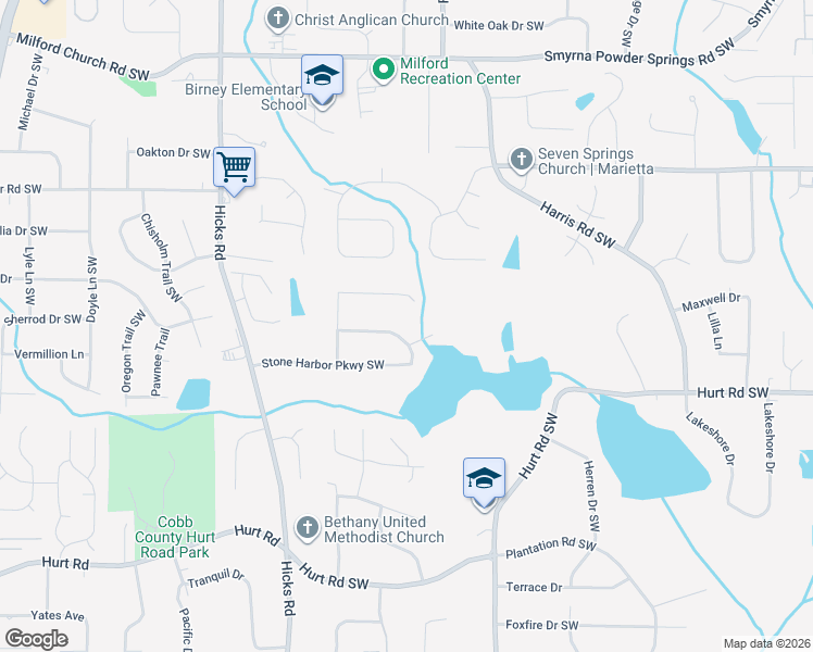 map of restaurants, bars, coffee shops, grocery stores, and more near 626 Stone Harbor Parkway Southwest in Marietta