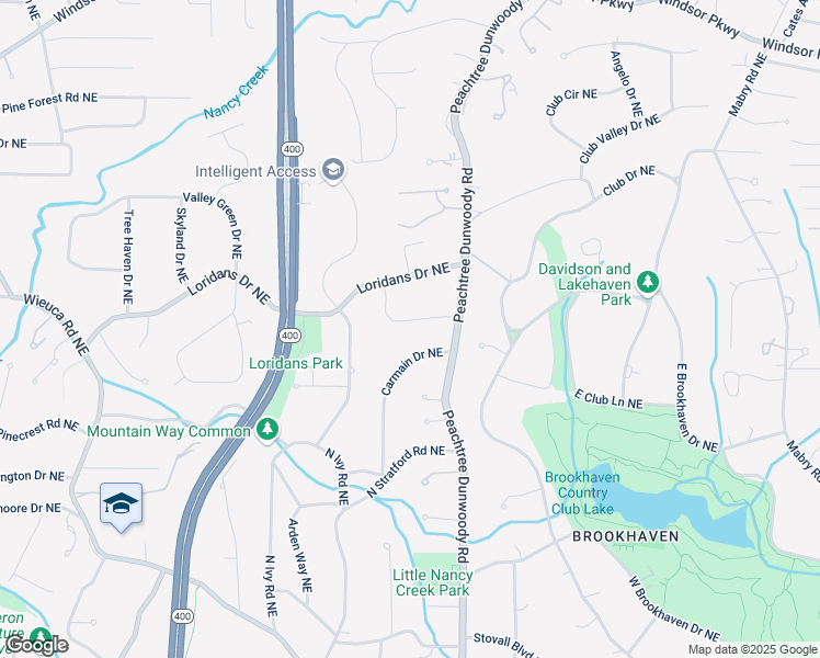 map of restaurants, bars, coffee shops, grocery stores, and more near 825 Loridan Circle Northeast in Atlanta