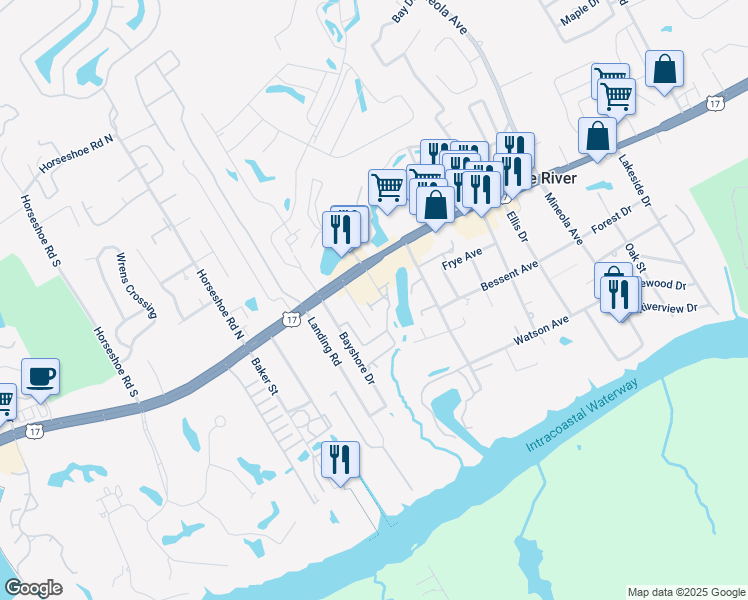 map of restaurants, bars, coffee shops, grocery stores, and more near 4335 Indian Hill Road in Little River