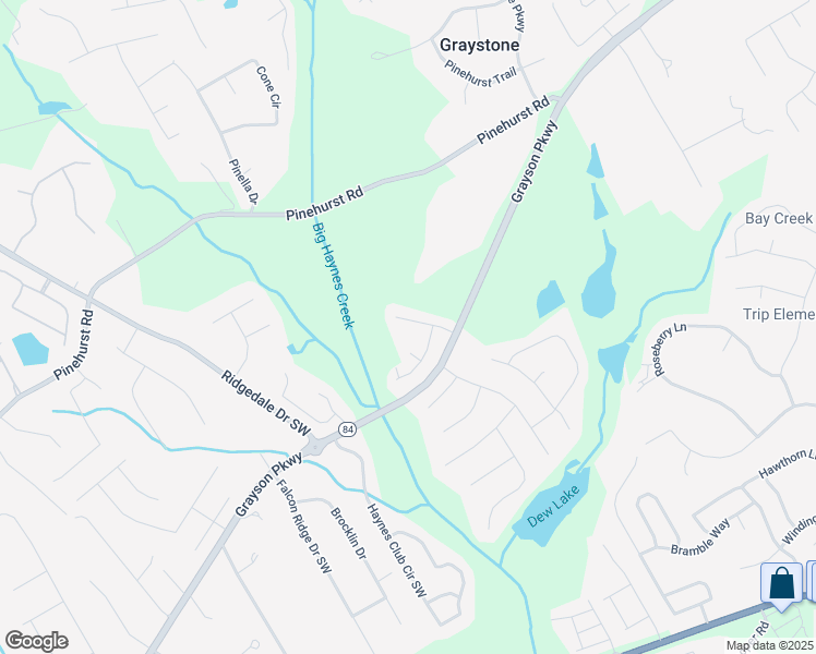 map of restaurants, bars, coffee shops, grocery stores, and more near 2357 Haynes Trace Drive Southwest in Grayson