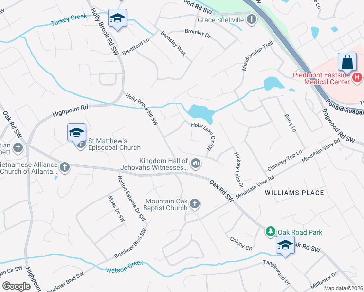 map of restaurants, bars, coffee shops, grocery stores, and more near 1552 Stonegate Way Southwest in Snellville