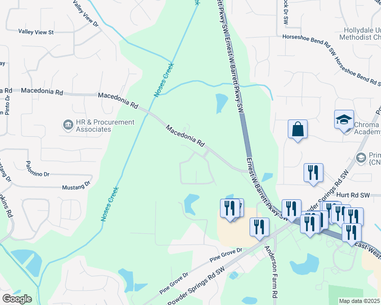 map of restaurants, bars, coffee shops, grocery stores, and more near 3393 Chancellors Drive in Powder Springs