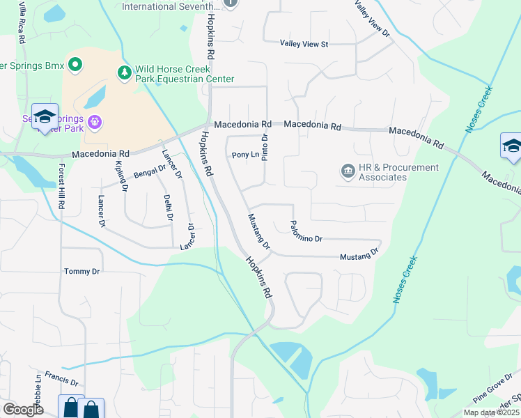 map of restaurants, bars, coffee shops, grocery stores, and more near 3072 Palomino Drive in Powder Springs