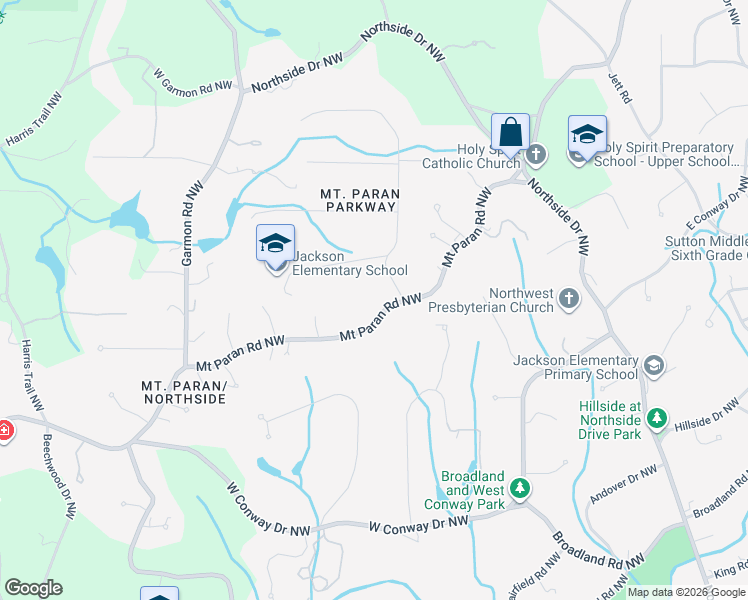 map of restaurants, bars, coffee shops, grocery stores, and more near 4330 Mount Paran Parkway Northwest in Atlanta