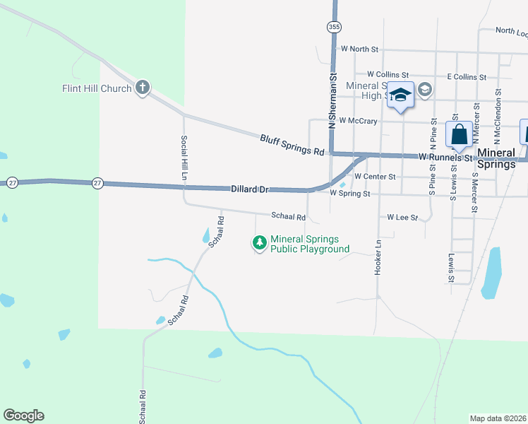 map of restaurants, bars, coffee shops, grocery stores, and more near 414-616 Schaal Rd in Mineral Springs