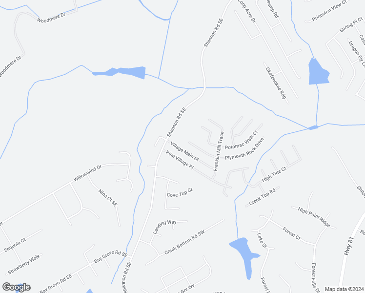 map of restaurants, bars, coffee shops, grocery stores, and more near 3850 Village Main Street in Loganville