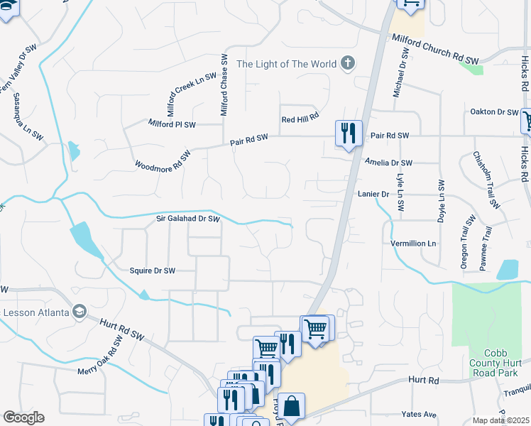 map of restaurants, bars, coffee shops, grocery stores, and more near 1323 Velvet Creek Way Southwest in Marietta