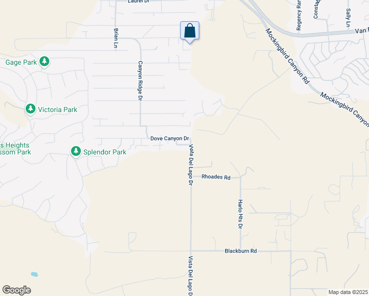 map of restaurants, bars, coffee shops, grocery stores, and more near 14489 Dove Canyon Drive in Riverside