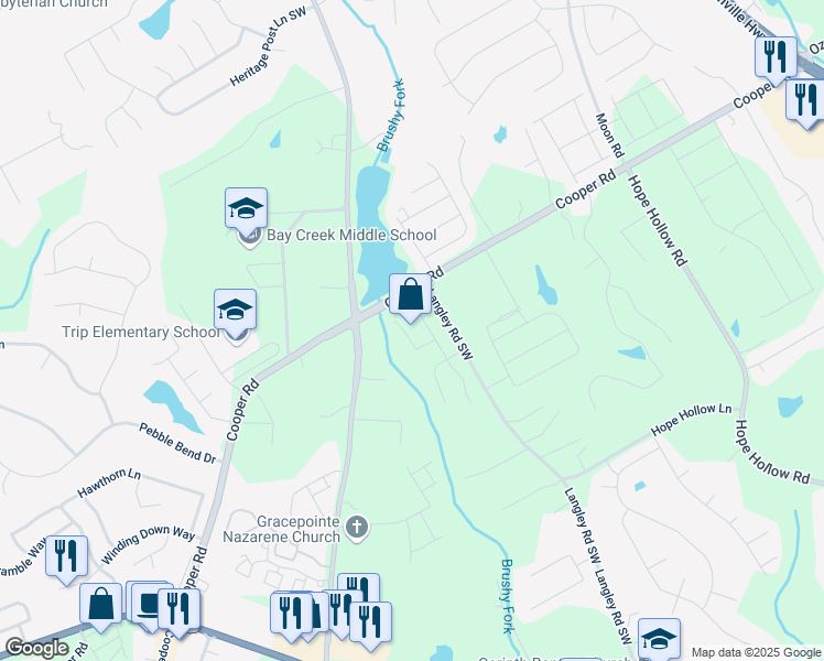map of restaurants, bars, coffee shops, grocery stores, and more near 787 Sunset Down Court Southwest in Loganville