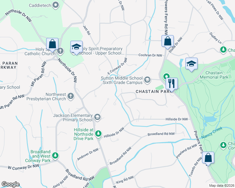 map of restaurants, bars, coffee shops, grocery stores, and more near 491 Hollydale Court Northwest in Atlanta