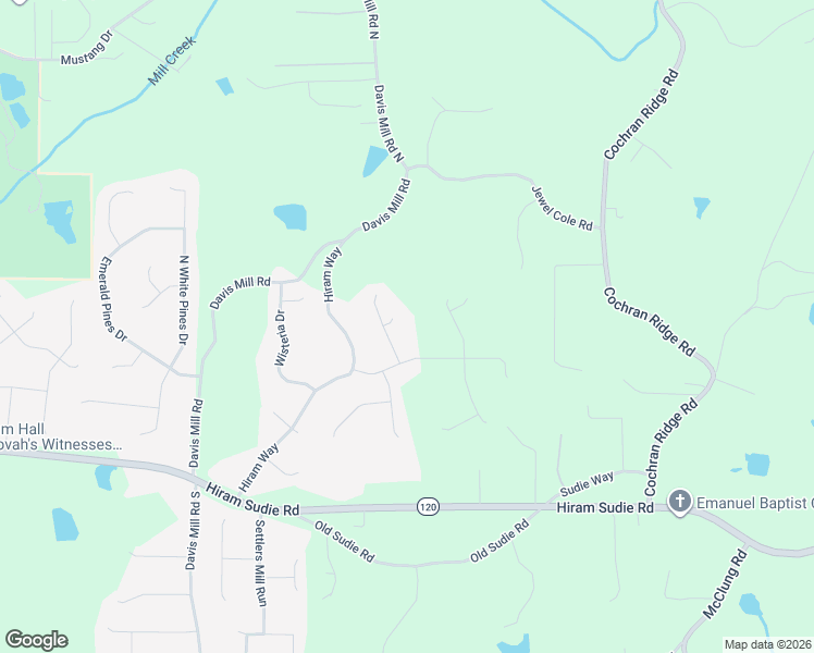 map of restaurants, bars, coffee shops, grocery stores, and more near 26 Barrington Cove in Hiram