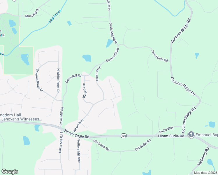 map of restaurants, bars, coffee shops, grocery stores, and more near 107 Barrington Lane in Hiram