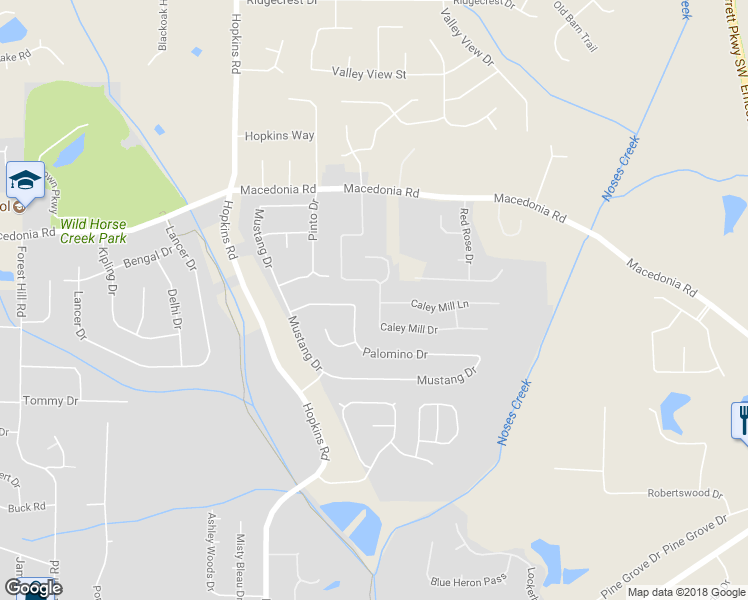 map of restaurants, bars, coffee shops, grocery stores, and more near 3276 Caley Mill Drive in Powder Springs
