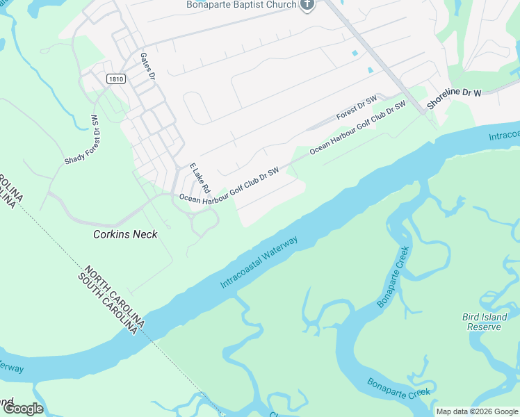map of restaurants, bars, coffee shops, grocery stores, and more near 9285 Peakwood Drive Southwest in Calabash