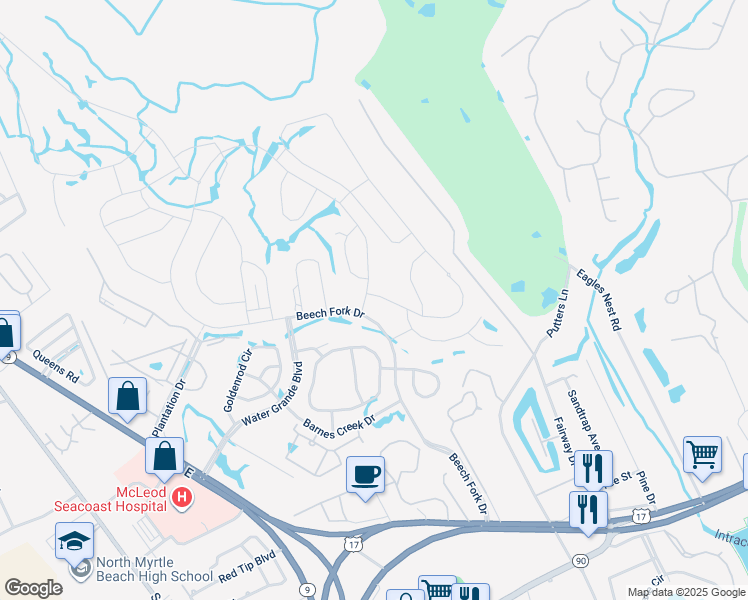 map of restaurants, bars, coffee shops, grocery stores, and more near 400 Cascade Loop in Little River