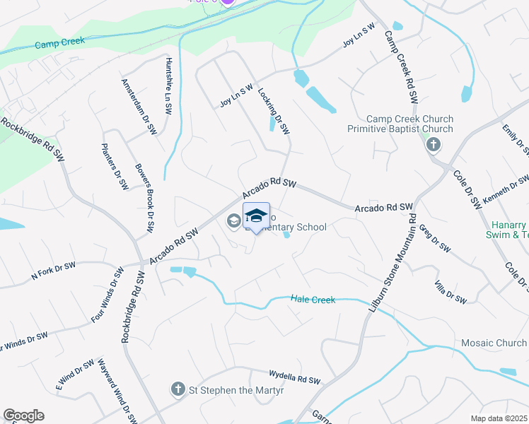 map of restaurants, bars, coffee shops, grocery stores, and more near 5090 Cricket Court Southwest in Lilburn