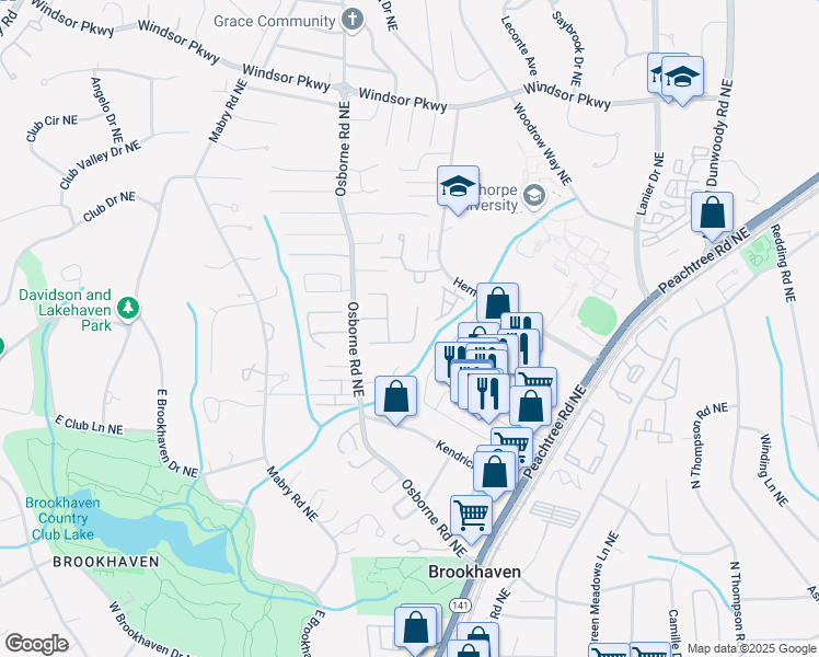 map of restaurants, bars, coffee shops, grocery stores, and more near in Atlanta