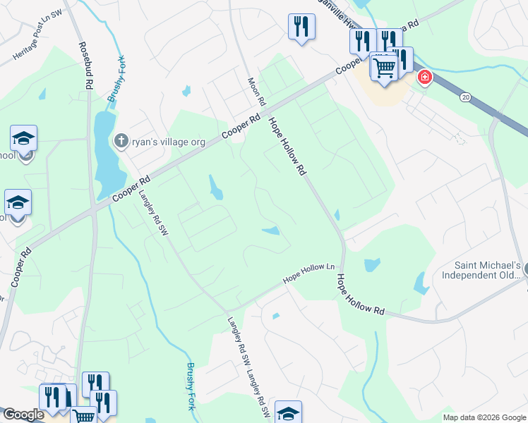 map of restaurants, bars, coffee shops, grocery stores, and more near 3024 Cooper Woods Drive in Loganville
