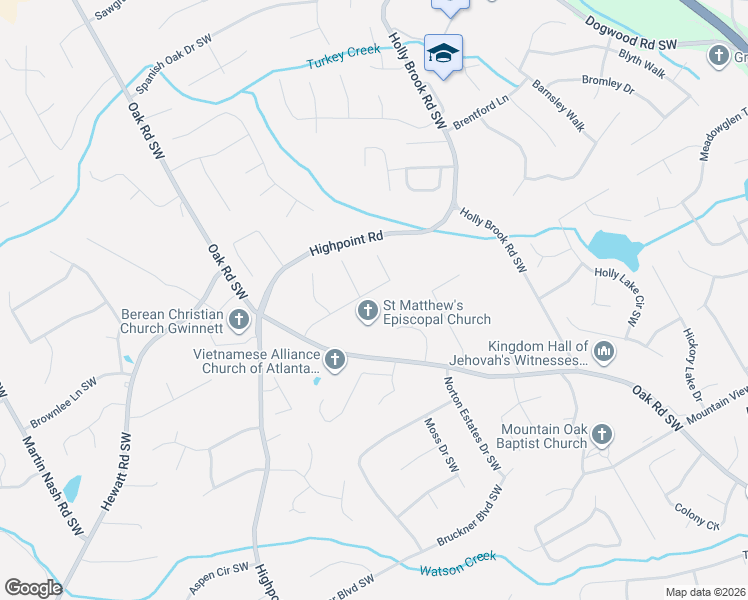 map of restaurants, bars, coffee shops, grocery stores, and more near 2900 Brookside Run Southwest in Snellville