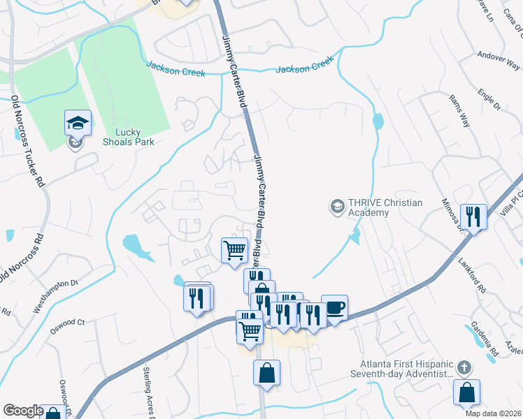 map of restaurants, bars, coffee shops, grocery stores, and more near in Gwinnett County