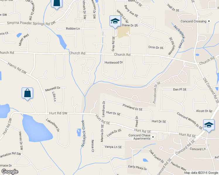 map of restaurants, bars, coffee shops, grocery stores, and more near 111 Ennisbrook Dr SE in Smyrna