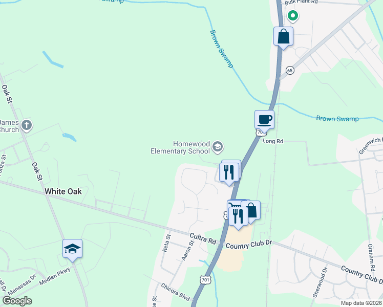 map of restaurants, bars, coffee shops, grocery stores, and more near in Conway