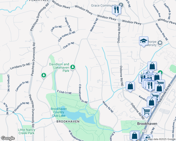 map of restaurants, bars, coffee shops, grocery stores, and more near 2908 Mabry Lane Northeast in Atlanta