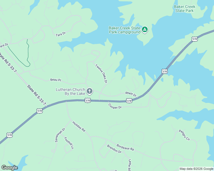 map of restaurants, bars, coffee shops, grocery stores, and more near 109 Twelve Oaks Drive in McCormick