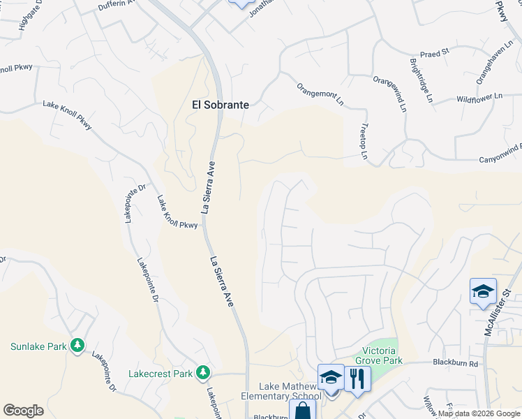 map of restaurants, bars, coffee shops, grocery stores, and more near 16983 Carrotwood Drive in Riverside