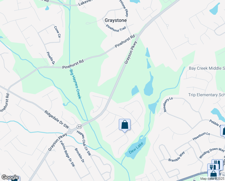map of restaurants, bars, coffee shops, grocery stores, and more near 1273 Grayson Parkway in Grayson