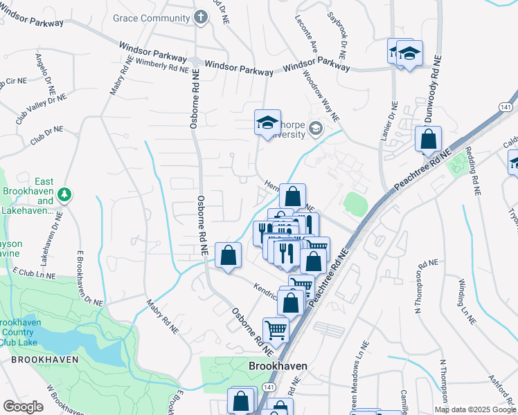 map of restaurants, bars, coffee shops, grocery stores, and more near in Sandy Springs