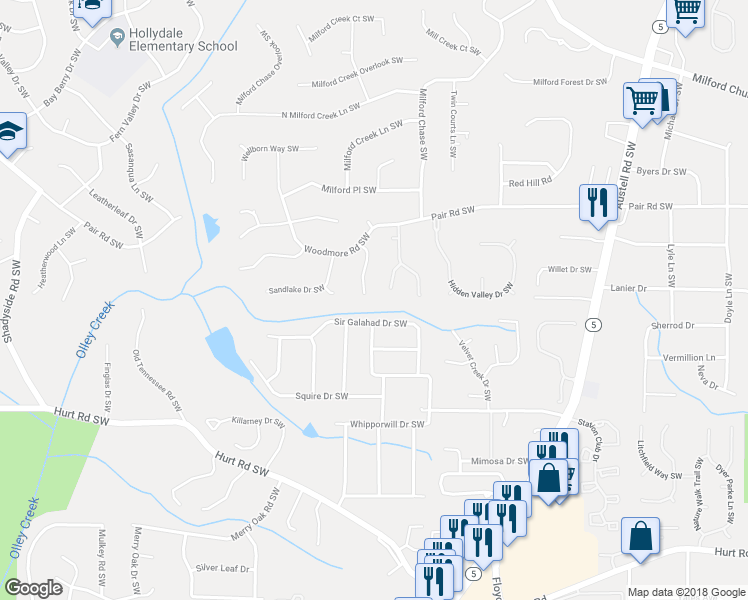 map of restaurants, bars, coffee shops, grocery stores, and more near 3345 Vineland Drive Southwest in Marietta