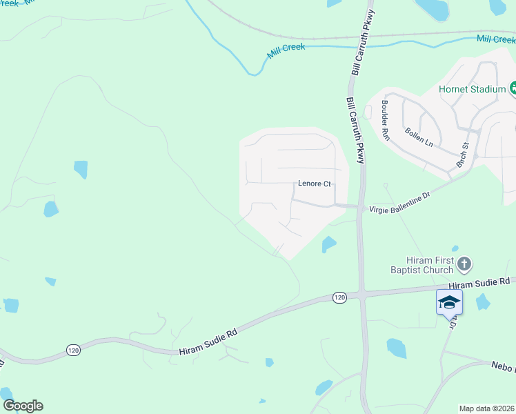 map of restaurants, bars, coffee shops, grocery stores, and more near 84 Jordan Road in Hiram