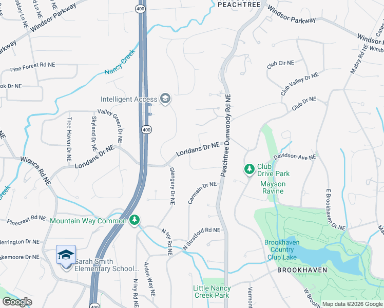 map of restaurants, bars, coffee shops, grocery stores, and more near 811 Loridans Drive Northeast in Atlanta