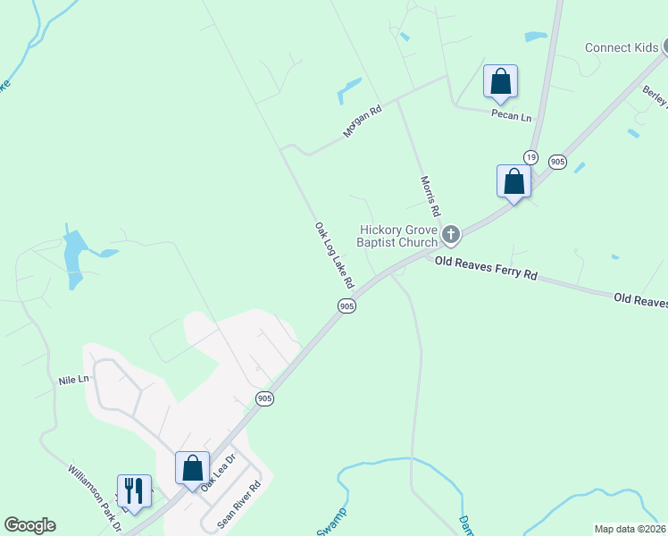 map of restaurants, bars, coffee shops, grocery stores, and more near 131 Oak Log Lake Road in Conway