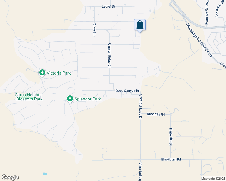map of restaurants, bars, coffee shops, grocery stores, and more near Dove Canyon Drive in Riverside