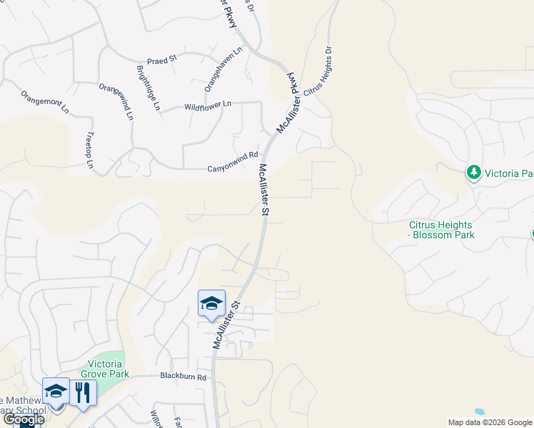 map of restaurants, bars, coffee shops, grocery stores, and more near 13020 McAllister Street in Riverside