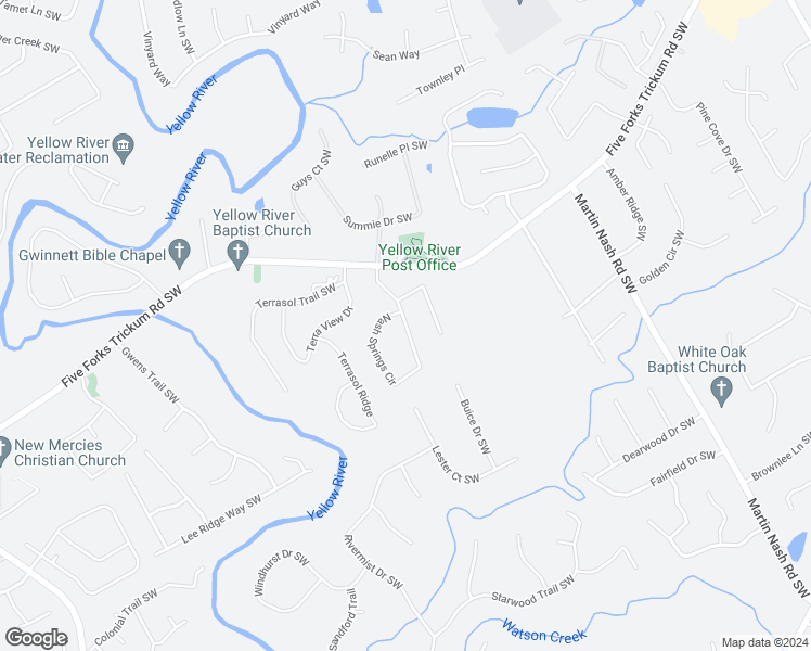 map of restaurants, bars, coffee shops, grocery stores, and more near 1105 Nash Springs Circle in Lilburn