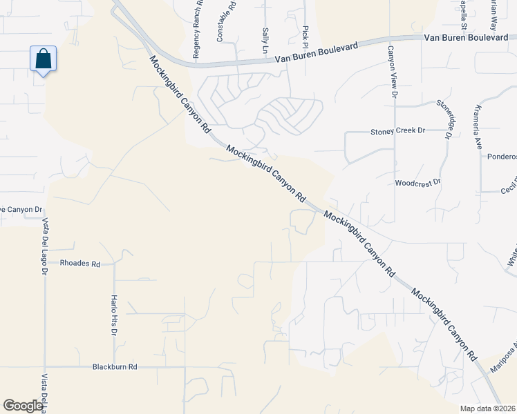 map of restaurants, bars, coffee shops, grocery stores, and more near 15390 Rancho Sonado Road in Riverside