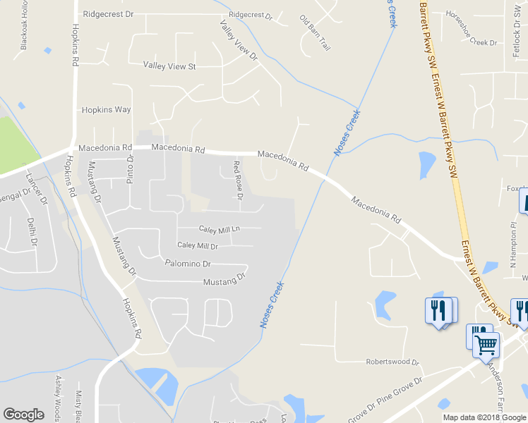 map of restaurants, bars, coffee shops, grocery stores, and more near 3215 Rose Petal Lane in Powder Springs