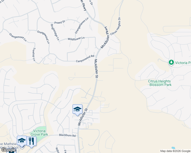 map of restaurants, bars, coffee shops, grocery stores, and more near 13020 McAllister Street in Riverside