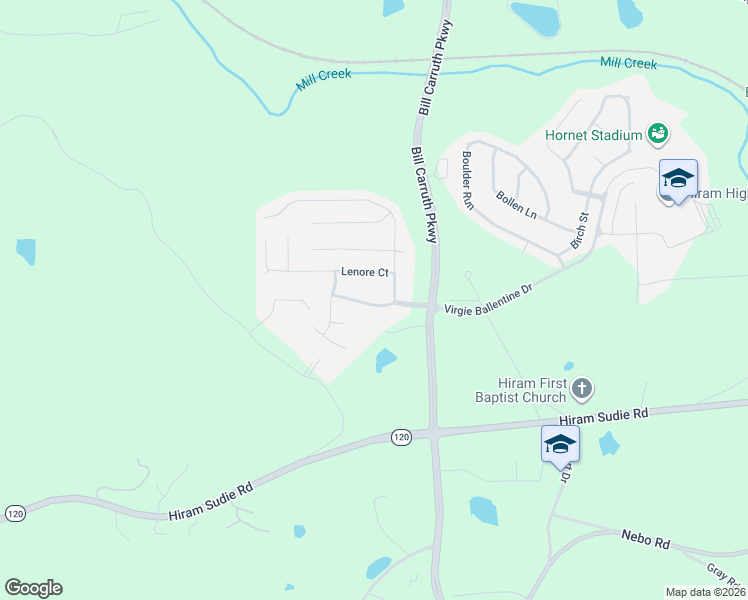 map of restaurants, bars, coffee shops, grocery stores, and more near 56 Lanier Crossing in Hiram